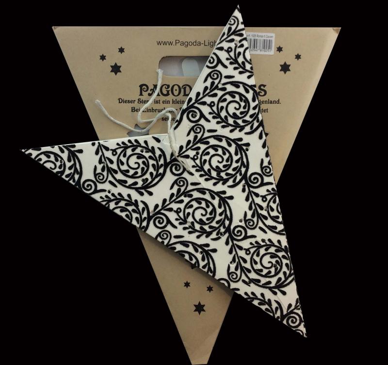 Rondo Velvet  - Faltbarer Leuchtstern, Weihnachtsstern aus Papier mit Samtdruck-5 Zacken, 60 cm